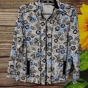 Allyson Whitmore Women's weekend jacket size : medium blue/white floral Pre-own